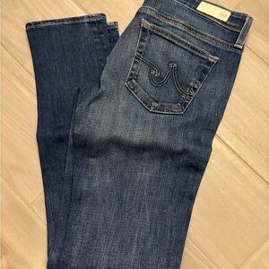 Ag Adriano Goldschmied Blue Jeans with Distinctive Back Pocket‎ Design